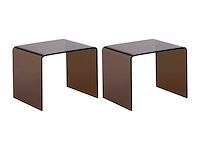 Set van 2 nachtkastjes - gebogen gehard glas - bruin - afbeelding 6 van  8