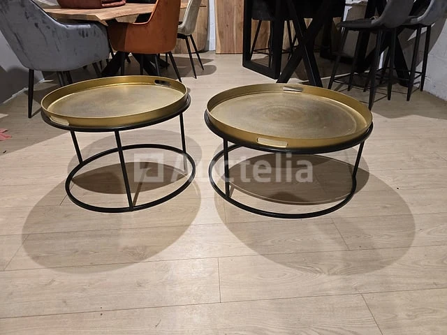 Set van 2 nieuwe gouden metalen salontafels - afbeelding 1 van  1