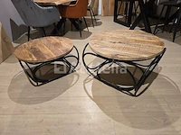 Set van 2 nieuwe salontafels van massief mangohout - afbeelding 1 van  1