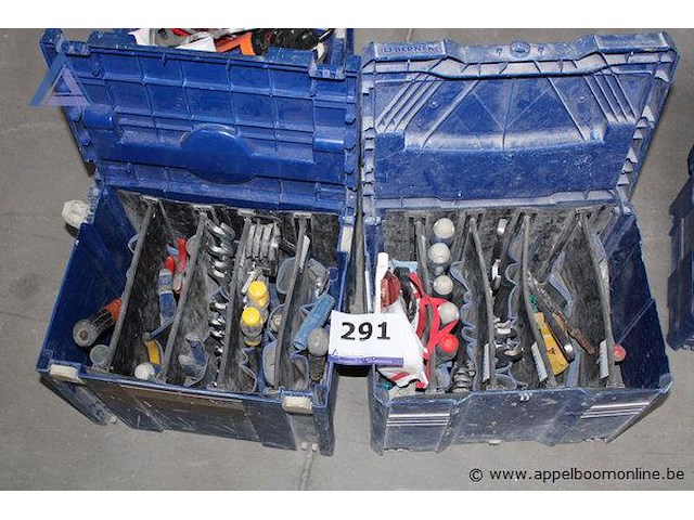 Set van 2 opbergkoffers - berner - met handgereedschap - afbeelding 1 van  3
