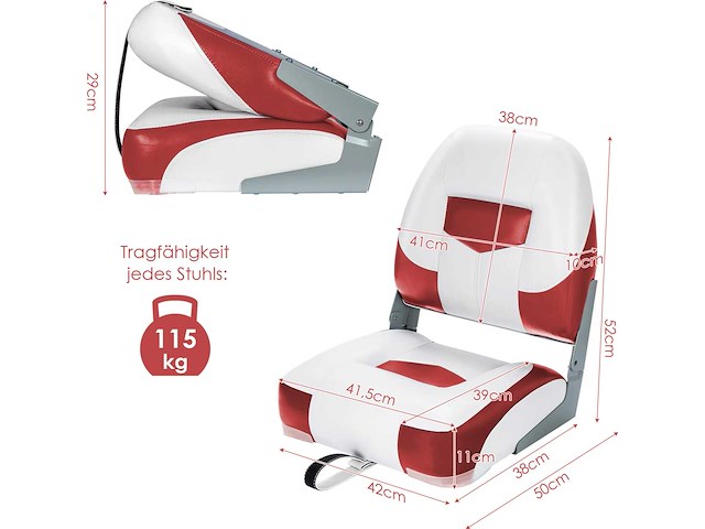 Set van 2 opklapbare bootstoelen, bootstoel met 11 cm sponsvulling - afbeelding 5 van  7