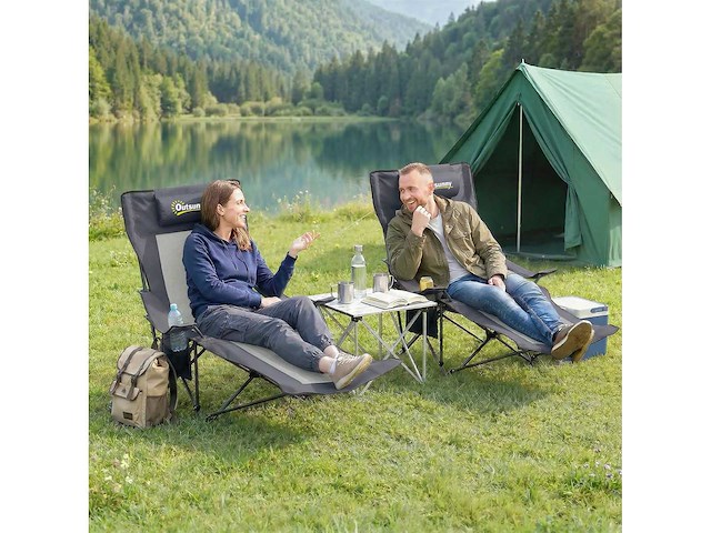 Set van 2 opvouwbare campingstoelen visstoel met verstelbare rugleuning - afbeelding 1 van  4