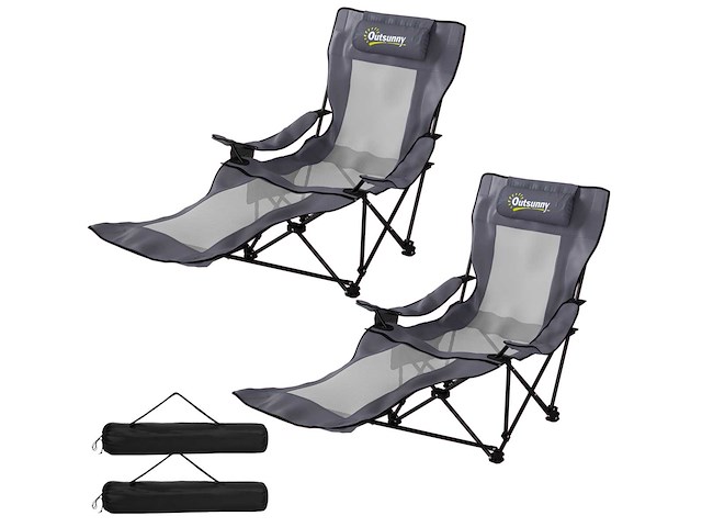 Set van 2 opvouwbare campingstoelen visstoel met verstelbare rugleuning - afbeelding 2 van  4