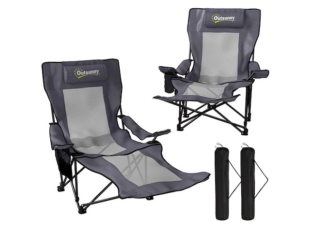 Set van 2 opvouwbare campingstoelen visstoel met verstelbare rugleuning - afbeelding 4 van  4