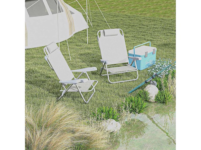 Set van 2 opvouwbare tuinstoelen, draagbare visstoel - afbeelding 1 van  4