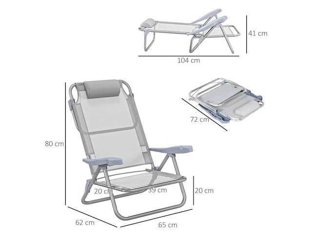 Set van 2 opvouwbare tuinstoelen, draagbare visstoel - afbeelding 3 van  4