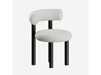 Set van 2 poltronas-stoelen - zwart frame - witte krulwol (80 cm x 65 cm x 68 cm) - afbeelding 2 van  3