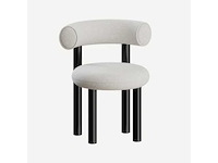 Set van 2 poltronas-stoelen - zwart frame - witte krulwol (80 cm x 65 cm x 68 cm)