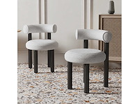 Set van 2 poltronas-stoelen - zwart frame - witte krulwol (80 cm x 65 cm x 68 cm) - afbeelding 2 van  2