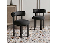 Set van 2 poltronas-stoelen - zwart frame - zwarte krulwol - afbeelding 2 van  2