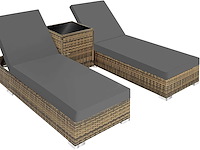 Set van 2 polyrattan en aluminium ligstoelen met beschermhoes en 2 hoezen - afbeelding 1 van  9