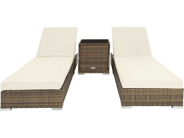 Set van 2 polyrattan en aluminium ligstoelen met beschermhoes en 2 hoezen - afbeelding 4 van  9