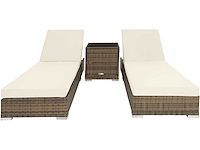 Set van 2 polyrattan en aluminium ligstoelen met beschermhoes en 2 hoezen - afbeelding 4 van  9
