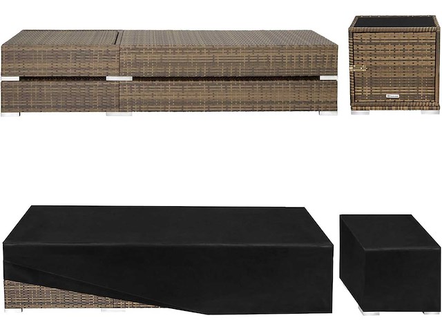 Set van 2 polyrattan en aluminium ligstoelen met beschermhoes en 2 hoezen - afbeelding 9 van  9