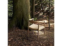 Set van 2 pp503 natuurlijk houten frame en witte leren stoel - afbeelding 1 van  7