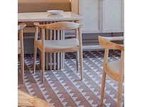 Set van 2 pp503 natuurlijk houten frame en witte leren stoel - afbeelding 4 van  7