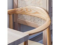 Set van 2 pp503 natuurlijk houten frame en witte leren stoel - afbeelding 7 van  7