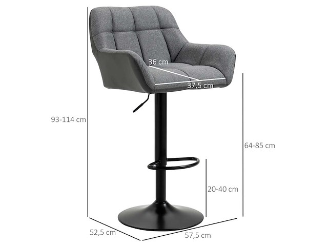 Set van 2 retro design barkrukjes in hoogte verstelbaar - afbeelding 4 van  8