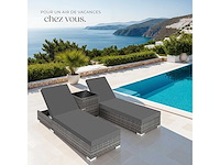 Set van 2 rotan en aluminium ligstoelen met tafel en beschermhoes - grijs - afbeelding 3 van  8