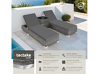 Set van 2 rotan en aluminium ligstoelen met tafel en beschermhoes - grijs - afbeelding 5 van  8