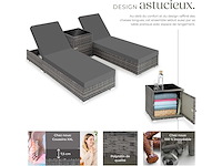 Set van 2 rotan en aluminium ligstoelen met tafel en beschermhoes - grijs - afbeelding 6 van  8