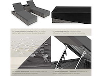 Set van 2 rotan en aluminium ligstoelen met tafel en beschermhoes - grijs - afbeelding 8 van  8