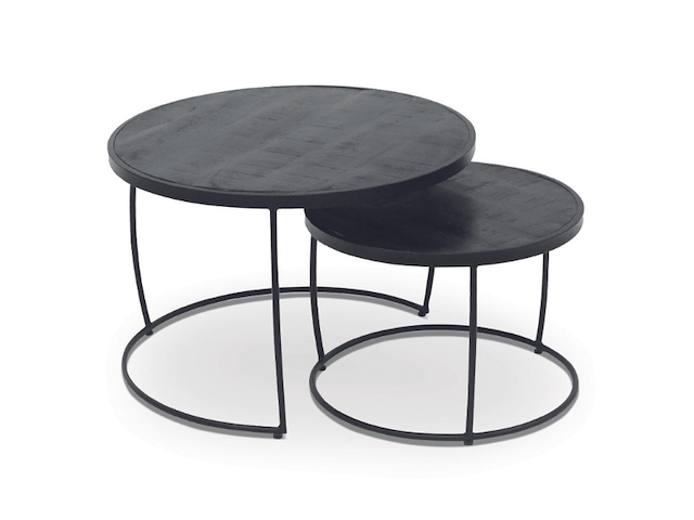 Set van 2 salontafels lars-zwart mangohout - afbeelding 1 van  7