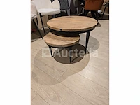 Set van 2 salontafels, negen massief hout en metaal - afbeelding 1 van  1