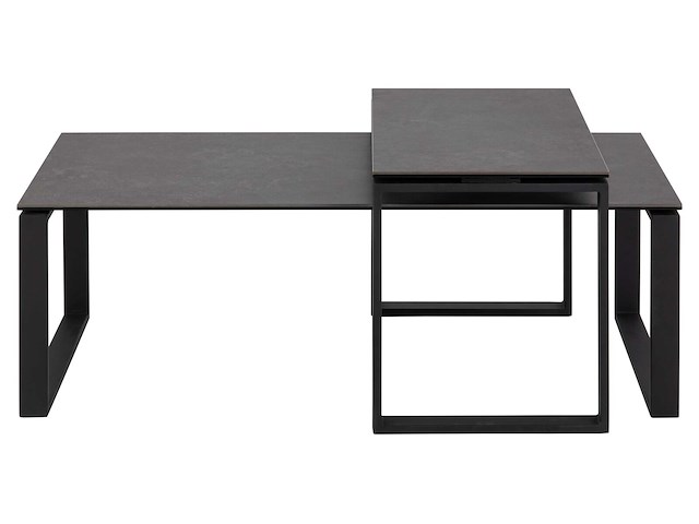Set van 2 salontafels nicola met blad uit keramiek - zwart - afbeelding 5 van  7