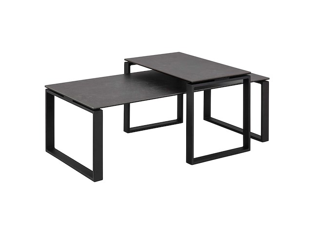 Set van 2 salontafels nicola met blad uit keramiek - zwart - afbeelding 7 van  7