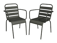 Set van 2 stapelbare metalen tuinfauteuils - antracietgrijs - afbeelding 2 van  5