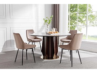 Set van 2 stoelen - fluweel en zwart metaal - taupe - afbeelding 1 van  7