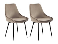 Set van 2 stoelen - fluweel en zwart metaal - taupe - afbeelding 2 van  7