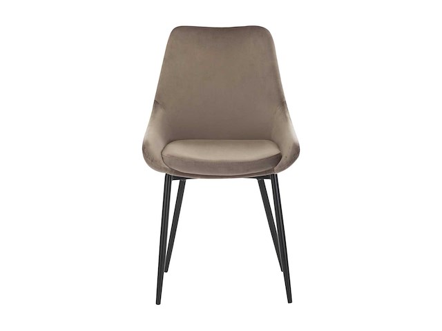 Set van 2 stoelen - fluweel en zwart metaal - taupe - afbeelding 3 van  7