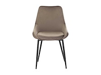 Set van 2 stoelen - fluweel en zwart metaal - taupe - afbeelding 3 van  7