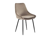 Set van 2 stoelen - fluweel en zwart metaal - taupe - afbeelding 4 van  7
