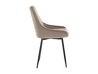Set van 2 stoelen - fluweel en zwart metaal - taupe - afbeelding 5 van  7