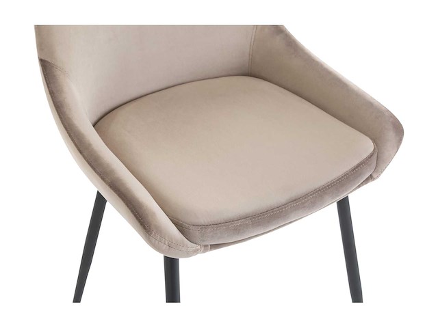 Set van 2 stoelen - fluweel en zwart metaal - taupe - afbeelding 6 van  7