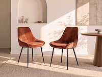 Set van 2 stoelen - fluweel en zwart metaal - terracotta - afbeelding 1 van  7