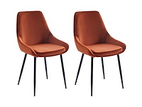 Set van 2 stoelen - fluweel en zwart metaal - terracotta - afbeelding 2 van  7