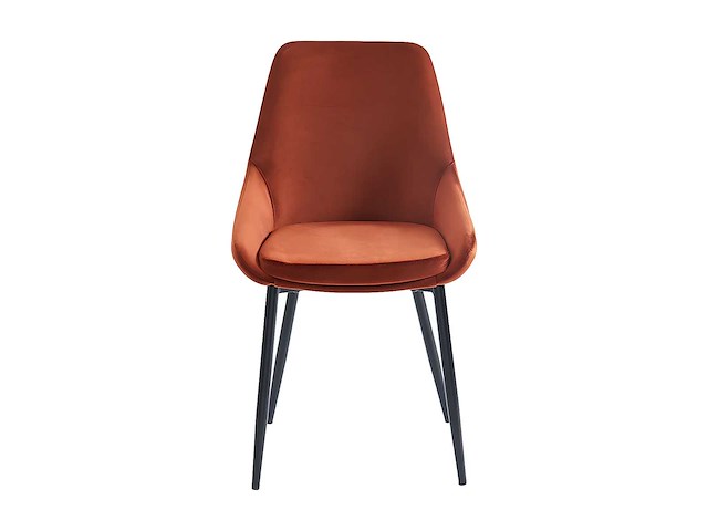 Set van 2 stoelen - fluweel en zwart metaal - terracotta - afbeelding 3 van  7
