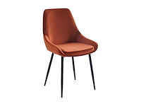 Set van 2 stoelen - fluweel en zwart metaal - terracotta - afbeelding 4 van  7
