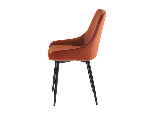 Set van 2 stoelen - fluweel en zwart metaal - terracotta - afbeelding 5 van  7