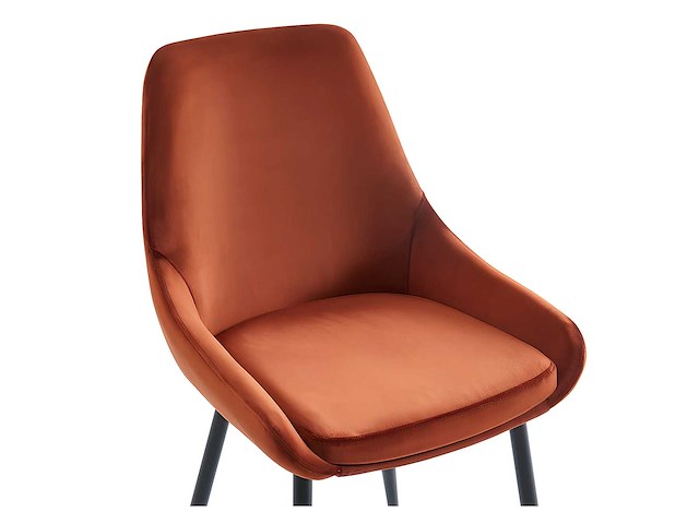 Set van 2 stoelen - fluweel en zwart metaal - terracotta - afbeelding 6 van  7