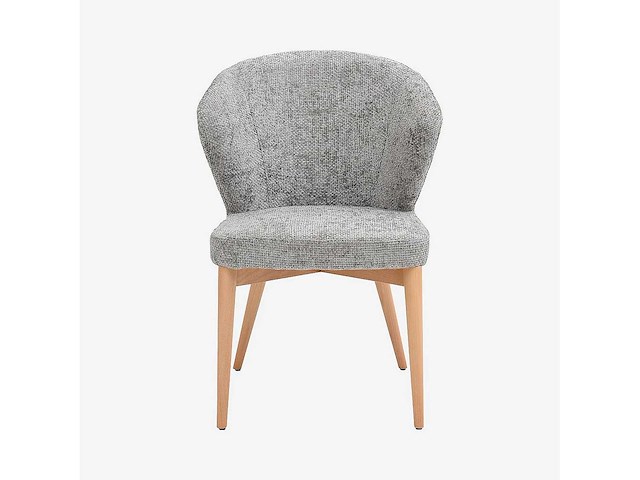 Set van 2 stoelen in chenillestof en massief hout met eikenhouten afwerking - zilvergrijs - afbeelding 3 van  8