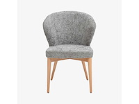 Set van 2 stoelen in chenillestof en massief hout met eikenhouten afwerking - zilvergrijs - afbeelding 3 van  8