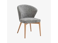 Set van 2 stoelen in chenillestof en massief hout met eikenhouten afwerking - zilvergrijs - afbeelding 4 van  8