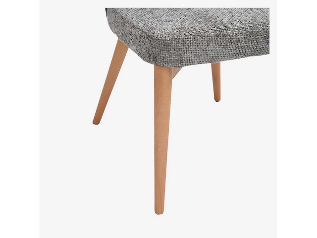 Set van 2 stoelen in chenillestof en massief hout met eikenhouten afwerking - zilvergrijs - afbeelding 5 van  8