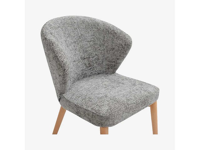 Set van 2 stoelen in chenillestof en massief hout met eikenhouten afwerking - zilvergrijs - afbeelding 6 van  8