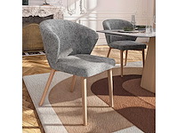 Set van 2 stoelen in chenillestof en massief hout met eikenhouten afwerking - zilvergrijs - afbeelding 8 van  8